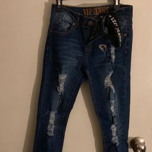 brand new skinny ripped low-rise jeans